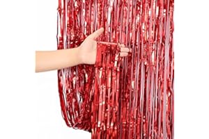 WS UK 2m/2.5m/3m Foil Door Curtain [2m, Red]
