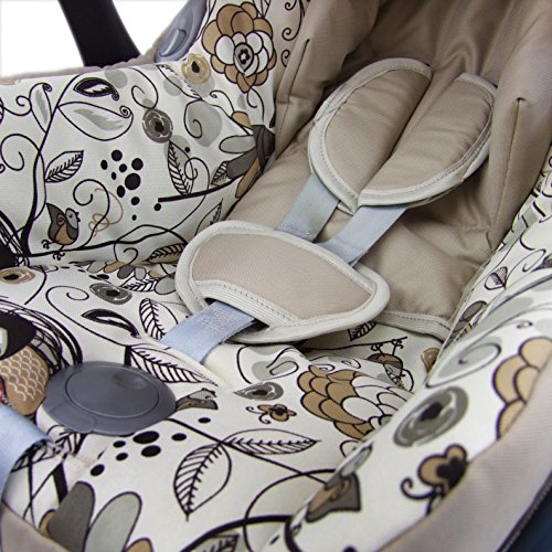 Babys-Dreams Ersatzbezug für Maxi-Cosi CabrioFix 6 tlg. BEIGE + EULEN §3 *NEU* Bezug für Babyschale Sommerbezug Cabrio Fix - 4