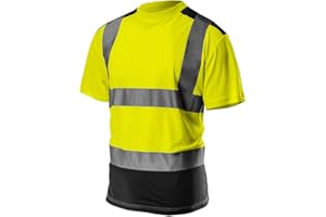 NEO TOOLS Profi Warnschutz T-Shirt Kurzarm Arbeitsshirt Arbeits warnshirt reflektierende Zonen Warnshirt Arbeitshemd orange oder gelb S-XXL