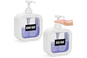 ‎SEGBEAUTY Segbeauty Seifenspender, 2 Stück 500ml Shampoo Flaschen zum Befüllen Weiß, Kunststoff, Shampoo Spender, Duschgelspender mit Etiketten, Spüli Spender Küche, Seifenspender Küche Set