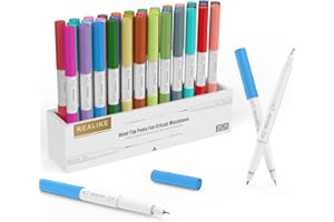 REALIKE Drawing Pens für Cricut Maker 3/Maker/Explore 3/Air 2/Air Dual Tip Pen Schreiben Zeichnen Kompatibel mit Circuit Explore Machines 0.4 Spitze und 1.0 Spitze