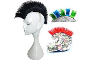 3T-SISTER Helmet Mohawk Wig Motorcycle Adhesive Mohawk Hair Patches Skinhead Costumes Wig Racing Helmet Hawks Motorcycle, Ski or Snowboard Helmets (Many Colors to Choose)