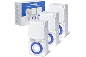 ‎AULAYA Zeitschaltuhr Aussenbereich 3PCS, IP44 Zeitschaltuhr Steckdose außen, 24-Stunden programmierbarer Außentimer, Mechanische Steckdose Outdoor, für Gartenbeleuchtung & Bewässerung