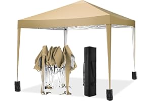 COBIZI Pavillon 3x3m Wasserdicht Stabil Faltpavillon Pop up Gartenpavillon Partyzelt Bierzelt Faltbar Gartenzelt mit 4 Sandsack, Höhenverstellbar, Khaki