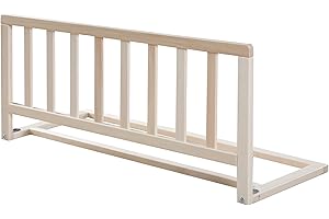 roba Barrera de Cama Infantil de Madera de 90 cm - Protección Segura contra Caídas para Bebés - A partir de 18 meses - Instalación Sencilla sin Taladrar - Altura de 38 cm - Natural