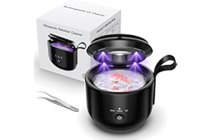 IDISKK Limpiador Ultrasónico Inalámbrico para Prótesis Dentales, 48 kHz, 125 ml, 3 Modos, Luz UV, Batería 2000 mAh