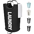 Maxsilan 125L X-Large Laundry Basket, Freestanding Tall Clothes Hamper, Collapsible Laundry Bag, Black