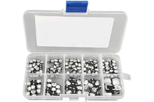 DollaTek Kondensatory SMD Różne pudełko, 145 szt. 10 wartości od 0,47 do 470 uF SMD Zestaw asortymentowy kondensatorów elektrolitycznych