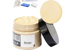 RECITEM Kit de réparation pour cuir, crème, baume pour cuir, restaurateur pour cuir, kit de réparation pour cuir, pour restauration des fissures, trous, sièges de voiture, canapés, canapés, chaussures (beige)