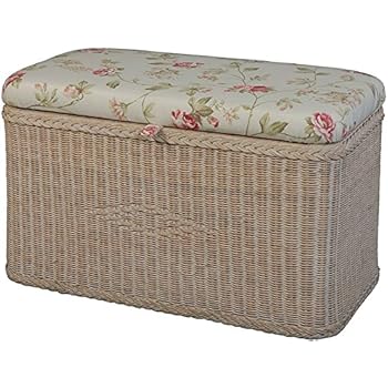 korb.outlet Breite Schmale Sitztruhe/Sitzbank mit Wäschefach aus Natur