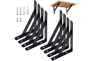 WEERSTONE 8 Stück Regalhalterungen Schwerlast-Träger 90 Grad Wand-Winkel Regalhalterung Metall Regalträger mit Schrauben Wand Regalträger Eisen Regalwinkel für Winkel Regal (150×95mm)，Schwarz
