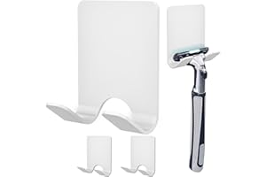 Gorffy Rasierhalter Dusche, 3 Stück Mehrzweckhaken Edelstahl Wasserdichte Wandhaken Selbstklebend, Rasierer Halterung Dusche, Badezimmer Haken Ohne Bohren Rasier Halterung (Weiß, 3 Stück)