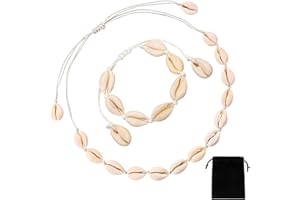 Cosswe Muschel Halskette Armband Set, 2 Stück Muschel Halskette Natürliche Muschelketten Muschel Halsketten Armband