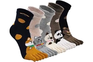 ZFSOCK Skarpetki z palcami dla kobiet Skarpetki sportowe z pięcioma palcami Skarpetki z palcami dla kobiet Śmieszne skarpetki z kotami 5 par