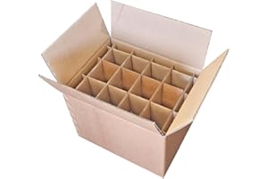 BOXES2GO Cardboard Bottle Boxes with Dividers - Box Home Brew Wine Beer Cider 6/12 Bottles (12 Bottle, 10)