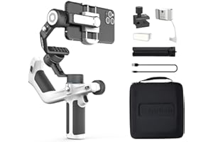 FEIYUTECH Feiyu [Offiziell] SCORP Mini-P Kit Smartphone Gimbal für Samsung Galaxy S24 Ultra & iPhone 15 Pro Max, 3-Achsen-Stabilisator für Handy, VLOG-, YouTube- & TikTok-Video-Stabilisator - Schwarz & Weiß