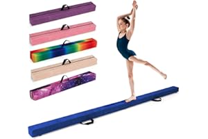 GYMAX Poutre Gymnastique Pliable 210/240/270 cm pour Enfants, Revêtement Antidérapant, Structure en Pin, Poignée de Transport, pour Entraînement à l'Équilibre