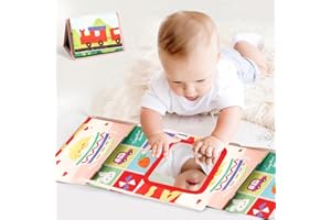 TK99SW Lusterko niemowlaków, do zabawy na brzuchu, zabawka sensoryczna, bezpieczne, składane, z wzorami o wysokim kontraście, mata do aktywności dla niemowlaków