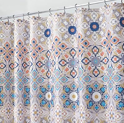 MetroDecor mDesign rideau de douche à motif médaillon indien – accessoire de salle de bain aux dimensions parfaites de : 183 cm x 183 cm – rideau de baignoire durable. couleur: brun