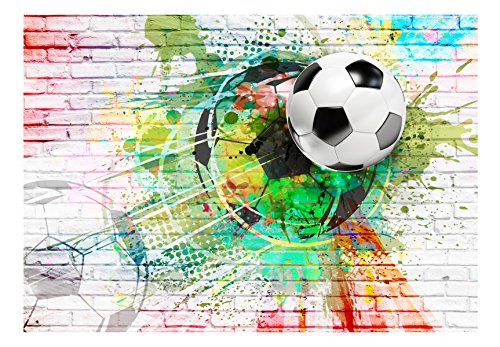 FOTOTAPETE Fussball 400×280 cm – VLIES TAPETE PREMIUM – PROFI QUALITÄT – Top moderne Wanddeko – Riesen Wandbild – Top Design Tapete – Neue exklusive Edition mit noch besser Druckauflösung – Deutsches Premium Vlies – Fußball Ziegel Graffiti Kindertapete Kinderzimmer Kinder i-B-0044-a-a - 3