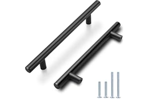 Probrico 20 - Pack 5 "armoire poignées en acier inoxydable noir vanité tiroir poignée cuisine vanité tiroir poignées 3" trou Centre