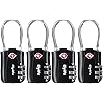 Diyife TSA Luggage Locks, [Newest Version][4 Packs] 3-Digit Security Padlock, Combination Padlocks, Code Lock for Travel Suitcases Luggage Bag Case etc.(Black)