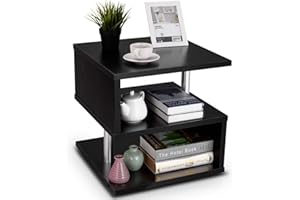 COSTWAY Mesa Auxiliar Mesita de Noche Mesa de Café 50x50x50cm para Balcón Salón Dormitorio Jardín Color Negro