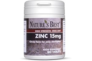 Nature's Best Zinc 15mg - Immune Support - High-Strength Citrate Form - Small, Easy-to-Swallow Tablets - UK Made - 180 Vegan Tablets (6 Months' Supply)