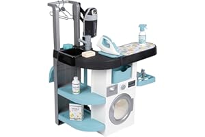 Smoby Centro de Lavado Smoby Rowenta, 3 en 1: Lava, aspira y Plancha. Aspirador de Escoba Rowenta con Sonido, Plancha y Mucho más, 17 Accesorios. A Partir de 3 años. ( 7600330320)