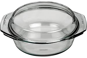 Simax Plato Redondo Resistente al Calor con Tapa de 3,7 l Cuenco, 3.7 litros, Vidrio, Claro