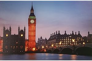 ‎JANDEI JANDEI - Dekoratives Bild mit LEDs (verschiedenen Bilder) (Big Ben 60x40). Perfekt für Wohnzimmer, Schlafzimmer, Büro, Haus.