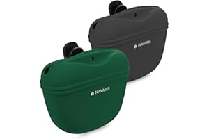 Navaris 2X Borse Croccantini Cani - Sacchetta Ricompense per Addestramento Passeggiata Cane - Tasca Porta-Oggetti Silicone 12,8x10,7x4,8cm