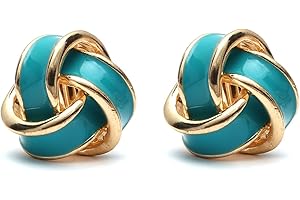 Idin Jewellery - Turquoise Enamel Knot Gold-Tone Screw Back Clip-on Earrings