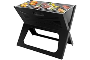 SunJas Barbacoa Portátil y Plegable, Parrilla rectangular de carbón con asa de transporte, Zona de barbacoa 44 x 28.5 cm, Fácil de montar y transportar, parrilla viajes, patio o camping en el jardín