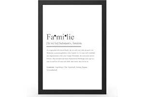 Urhome DIN A4 Kunstdruck Definition Familie inkl. Rahmen - Worterklärung wie im Duden Lexikon als Wanddeko Spruch-Poster Deko Wandbild mit Spruch gerahmt für Wohnung Familie Geschenk