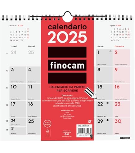 Calendario Da Tavolo 2026 Finocam - Grandi Numeri, Vista Mensile, 12 Mesi, Design Neutro, Italiano