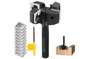 Trvoxviq Fraise à plan 8 mm tige 4 flûtes avec 10 lames en carbure interchangeables (12 x 12 x 1,5 mm), diamètre 40 mm, fraise à plaque CNC pour défonceuse, travail du bois (D=40 S = 8)