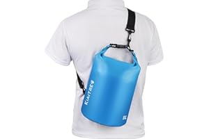 Kiaitre Dry Bag, wasserdichte Tasche mit Schultergurt, 5L 10L 20L Roll Top Wasserdichter Beutel Rucksack für Bootfahren, Rafting, Schwimmen,Snowboarding,Kajak Fahren