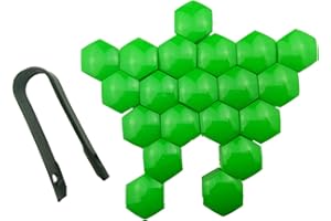 BSGP Radmutterkappen für Kfz, universelle Passform, Abdeckungen mit Werkzeug zum Entfernen, Innendurchmesser 21 mm, 20 Stück, Grün