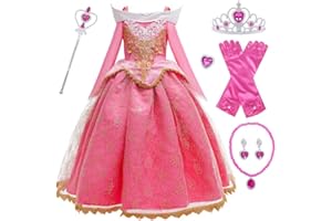 XFOZDM Fille DéGuisement Aurore Robe De Princesse Aurore DéGuisement De La Belle Au Bois Dormant Avec Accessoires Tulle Maxi Anniversaire FêTe Halloween NoëL Partie Carnaval Cosplay Robe De SoiréE，3-8ans