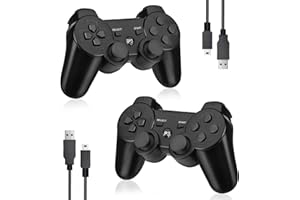 2 Pack PS3 Controllers Wireless,Powerextra Replacement PS3 Controller with 6-axis & Dual Shock & Rechargeable 360° Joysticks Compatible with Controller Remote with 2 USB Charging Cords