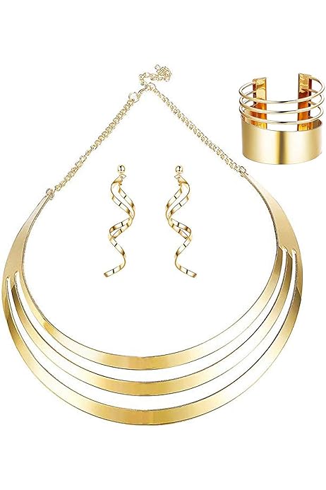 Set Gioielli Africano Per Donna - Collana, Bracciale, Orecchini E Anello | Stile Bohème Chic In Oro E Argento - Foto 2