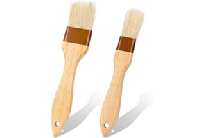 MOZEAT LENS Zestaw 2 Pędzli do Pieczenia i BBQ - Naturalne Włosie, Uchwyt z Drewna Bukowego, Kuchenny do Oleju, Masła, Sosu, Jajek, Marynaty i Grilla