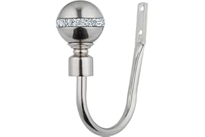 A.Unique Home Pair of Diamante Ball Metal Holdbacks with Fittings, In a Variety of Colours. (Brushed Steel, Holdbacks)