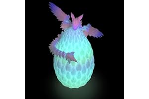 Flavery 3D Printed Flying Dragon in Egg - Glow Rainbow - Surprise Egg with Flexible Winged Dragon Inside, Mystery Beautiful Fidget Toy, Birthday Gift, Desk Figure Decor