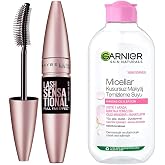 Maybelline New York Lash Sensational Yelpaze Etkili Intense Black Maskara - Ekstra Siyah + Garnier Skin Naturals Micellar Kus