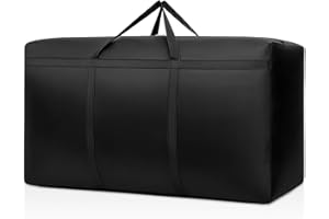 Zyluniy Borsa di Stoccaggio per Esterni, 110x60x35 cm Borsa da Campeggio Impermeabile per Cuscini da Giardino Esterni, Tessuto Oxford per Viaggi, con Maniglia, Nero