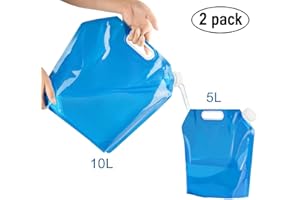 Amison | 2 contenitori pieghevoli per acqua, da 5 l e 10 l | Tanica dell'acqua trasportabile, per campeggio, escursionismo, picnic, viaggi e grigliate