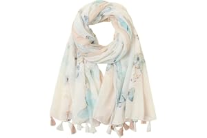 KAVINGKALY Boho écharpe pour Femmes Motif de Fleurs Imprimée Florale Légère Mode écharpes à Franges Enveloppes Châle