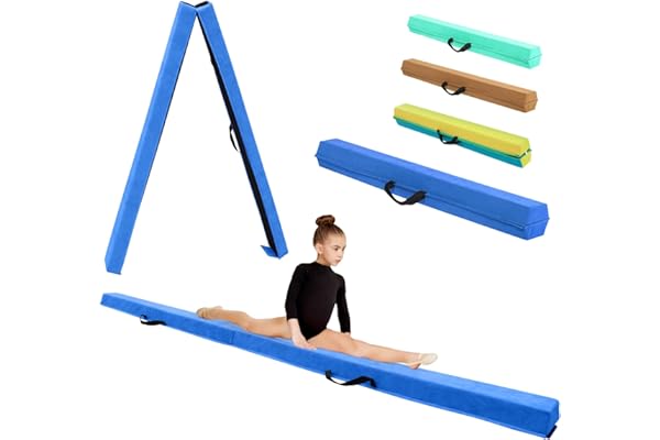 KIKILIVE Poutre d'Équilibre Gymnastique avec Surface Simili-Suede EVA+EPE en 3 Tailles (240cm/270cm/300cm) Pliable pour Enfants & Adultes + Sac de Transport